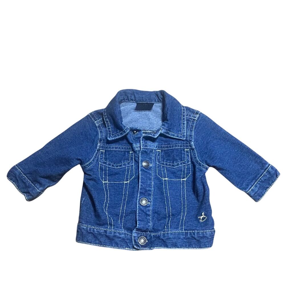 Faded Glory denim jacket small horse embroidery on lower right-side sz 0-3 mth